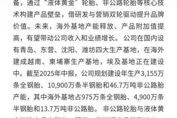 賽(sài)輪(lún)輪(lún)胎：全球化(huà)布侷(jú)完善，中銀(yín)首次覆盖给予“买入”評(píng)级